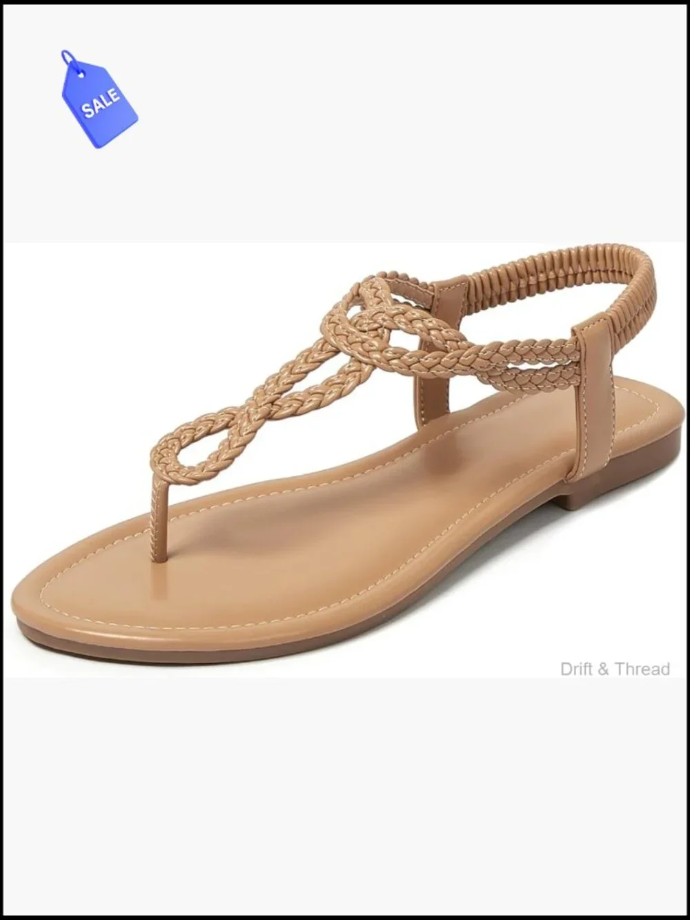 Braided T-Strap Flat Sandals Summer Bohemian Comfortable Dressy Slip On